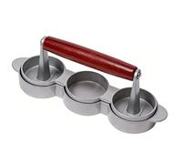 Blaihild Mini Presse-hamburger Antiadhésif en Aluminium et Bois Compact pour Petites Cuisines - Permet de Faire 3 Galettes à la Fois Machine à Galettes Portable pour le Camping, les Pique-niques, la