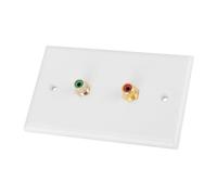 Blaihild Plaque Murale Audio Interface 2 Ports Matériau ABS 4,5 X 2,8 Pouces pour Immeuble de Bureaux à Domicile, Résistante aux Chocs avec Vis, Maintient les Câbles Propres Derrière le Mur