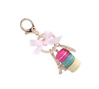 Blaihild Porte-clés Macaron Créatif, Pendentif Mini Tour en Résine et Alliage, Accessoire de Sac à Main Exquis pour les Rendez-vous et les Fêtes (Rose rouge)