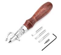 Blaihild Rainure de Couture en Cuir 5 en 1 Réglable de 0,8 Mm à 1,5 Mm de Profondeur, Tête en Acier 58HRC pour Ceinture, Portefeuille, Sac à Main, Coupe des Bords, Rainures Lisses, sans Déchirure,