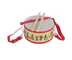 Blaihild Tambour à Main en Bois, Corps Compact avec Bandoulière pour Un Jeu Facile, Joli Motif pour Accompagner Le Chant et la Danse, Jeux pour Enfants, Instrument de Percussion, Jouet