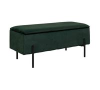 BLAIRE - Banc-Coffre Velours Vert Pieds Métal