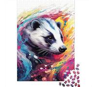 Blaireau Couleur Éclaboussure Art 1000 Pièces pour Famille Mini Puzzle | 38x26cm Carton Débutants Décoration Salon Découpe Précise Lien Familial