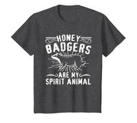Blaireau de Miel dans Un Style rétro Vintage T-Shirt, Enfant, Chiné Foncé, 4 Ans