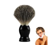 Blaireau de rasage - Blaireau de rasage en poils véritables - Pinceau en poils naturels de blaireau pour un rasage - purs et manche en résine noire et accents métalliques