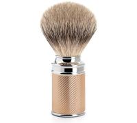 Mühle Shaving – Blaireau de rasage – Pointe argentée – Or rose et chrome – Manche baril