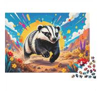 Blaireau Désert Fleurs 1000pcs Mini Puzzle pour Famille Difficile | 52x38cm Carton Décor Salon Structure Durable Cadeau Anniversaire Soulagement Anxiété