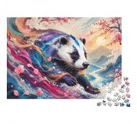 Blaireau Fleur De Cerisier Rivière 1000pcs Mini Puzzle pour Famille | 52x38cm Carton Décor Salon Structure Durable Cadeau Anniversaire Soulagement Anxiété
