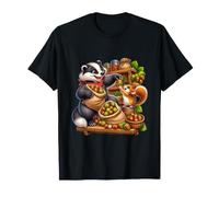 Blaireau Heureux partageant des Noisettes avec Un Loir T-Shirt