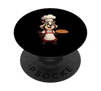 Blaireau pizzaïolo avec Toque et Tablier PopSockets PopGrip Adhésif