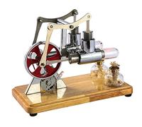 BLAIS Kit de moteur Stirling Modèle de moteur à air chaud Modèle physique de générateur à double moteur avec lumière LED Conception de volant d'inertie Expérience scientifique Base en bois Jouet éduca