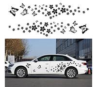 BLAJR Lot de 74 autocollants de voiture à motif floral papillon - Mini motif floral - En vinyle - Pour porte de fenêtre de voiture et ordinateur portable Windows - Noir