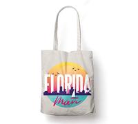 BLAK TEE 80s Inspired Florida Man Slogan Organic Cotton Reusable Shopping Bag Natural