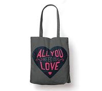 BLAK TEE All You Need is Sex Valines Day Slogan Organic Cotton Reusable Shopping Bag Grey