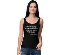BLAK TEE Femme The Measure of Intelligence is The Ability to Change Quote by Mr. Einstein Débardeur Tank Top S