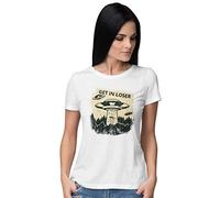 BLAK TEE Funny UFO Get in Loser Slogan Femme T-Shirt S