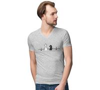 BLAK TEE Homme Chess Heartbeat Pulse V-Neck T-Shirt L