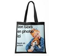 BLAK TEE Personnalisez Votre Propre imprimé personnalisé avec du Texte ou Une Photo Sac en coton réutilisable Noir