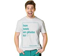BLAK TEE - Tee Shirt Personnalisable Homme - T Shirt Personnalisé avec Votre Texte et Photo - Cadeau Personnalisé Homme - T-Shirt Personnalisé Devant et Derri?re Gris Chiné S