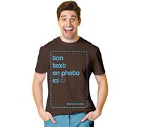 BLAK TEE - Tee Shirt Personnalisable Homme - T Shirt Personnalisé avec Votre Texte et Photo - Cadeau Personnalisé Homme - T-Shirt Personnalisé Devant et Derri?re Brun S