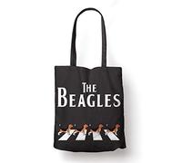 BLAK TEE The Abbey Beagles Crossing the Road Organic Cotton Reusable Shopping Bag Black