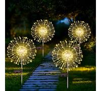 Blakapoo Lampes Solaire de Jardin 150 LEDs Feux d'Artifice, 8 Modes, IP65 Étanches Patio, Balcon, Chemin, Pelouse, Mariage, Fête, 4 Pièces
