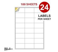 Blake Purely Everday LAB A41-24PE Lot de 2 400 étiquettes autocollantes de 24 étiquettes par feuille A4 - 100 feuilles - Compatibles avec les imprimantes laser et à jet d'encre