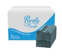 Blake & White Essuie-mains verts pliés en C 1 pli | Essuie-mains jetables Purely Smile pour distributeur - Idéal pour les cuisines, les toilettes, les bureaux et les commerces | Paquet de 2400