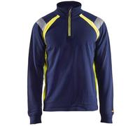 Blaklader 34321158 SWEATSHIRT AVEC DEMI FERMETURE ÉCLAIR, Bleu marin/jaune, taille S