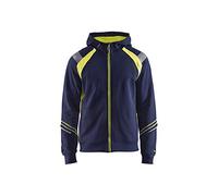 Blaklader 34331158 SWEATSHIRT À CAPUCHE AVEC FERMETURE ÉCLAIR COMPLÈTE, Bleu marin/jaune, taille M