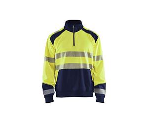 Blaklader 35562528 Sweatshirt Haute VISIBILITÉ avec Fermeture ÉCLAIR, Jaune/Marine, Taille S