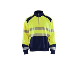 Blaklader 35562528 SWEATSHIRT HAUTE VISIBILITÉ AVEC FERMETURE ÉCLAIR, Jaune/Marine, taille XS