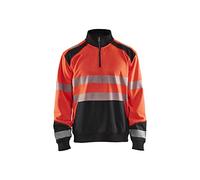 Blaklader 35562528 SWEATSHIRT HAUTE VISIBILITÉ AVEC FERMETURE ÉCLAIR, Rouge/Noir, taille XXL