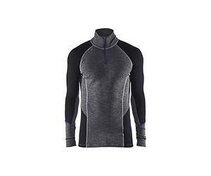 Blaklader 48991732 SOUS-VÊTEMENTS À COL ZIPPÉ TOP CHAUD 100% MÉRINOS, Gris moyen/noir, taille 4XL