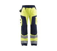 Blaklader 71551811 PANTALON HAUTE VISIBILITÉ POUR DAMES SANS POCHES À CLOUS, Jaune/Marine, taille D19