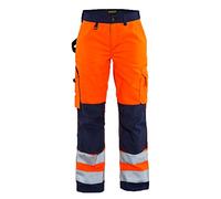 Blaklader 71551811 PANTALON HAUTE VISIBILITÉ POUR DAMES SANS POCHES À CLOUS, Orange/Bleu marine, taille C40
