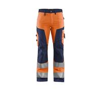 Blaklader 71551811 PANTALON HAUTE VISIBILITÉ POUR DAMES SANS POCHES À CLOUS, Orange/Bleu marine, taille D24