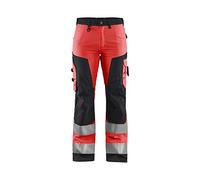 Blaklader 71551811 PANTALON HAUTE VISIBILITÉ POUR DAMES SANS POCHES À CLOUS, Rouge/Noir, taille C34