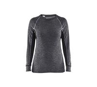 Blaklader 72001732 SOUS-VÊTEMENTS FÉMININS TOP CHAUD 100% MÉRINOS, Gris moyen/noir, taille S