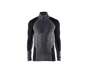 Blakläder 489917329699S Merino Haut de sous-vêtement avec zippé Taille S Gris/Noir