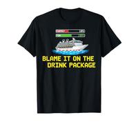 Blame It on The Drink Package Funny Cruise Ship Pixel Art T-Shirt