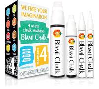Blami Arts 4 Paquets Marqueur Craie, Feutre Craie avec Mousse Effaçable pour Tableau Noir, Fenêtre, Verre - Pointe de 6 mm pour