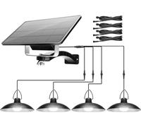 Blanc-1 Panneau solaire sur 4 lampe-DDP LED Lampe solaire à détecteur Suspension, IP65 étanche Lampe extérieure Lampes solaires, éclairage de jardin, éclairage suspendu pour extérieur Shop Yard,