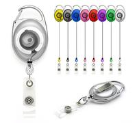 Blanc 10pcs Porte Badge Enrouleur Par LanyardsTomorrow Porte-clés rétractables, porte-badge mousqueton robuste, bobine de badge d'identification Rétractable