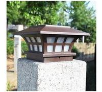 Blanc 1led de cour décorative imperméable extérieure lumière principale colonne lampe solaire - marron