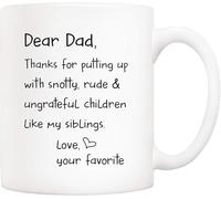 Blanc 4 cadeaux amusants pour la fête des pères, papa, Noël, cher papa, merci d'avoir supporté les morveux... comme mes frères et sœurs. Amour, ta tasse à café préférée, tasse père de fille fils 11 oz