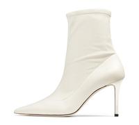 Blanc,44 EU,Bottines à Talons Aiguilles pour Femmes, Chaussures à Talons Hauts en Similicuir, Bout Pointu, pour l'hiver et l'automne, idéales pour Les soirées et Les Rendez-Vous