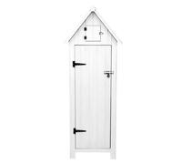 Blanc - Abri de Jardin en Bois Rangement Extérieur Outils Cabane 3 Étagères 4 Crochets