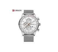 (blanc argenté) Montres Curren Top pour hommes, marque de luxe, montres de sport décontractées en acier