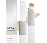 Blanc Bâton De Fond Teint Changeant Couleur,Fond De Teint Stick,Bâton Teints Léger à Double Tête,Crème Couvrante 2 En 1 Avec Pinceau,Convient à Tous Les Types Des Peau